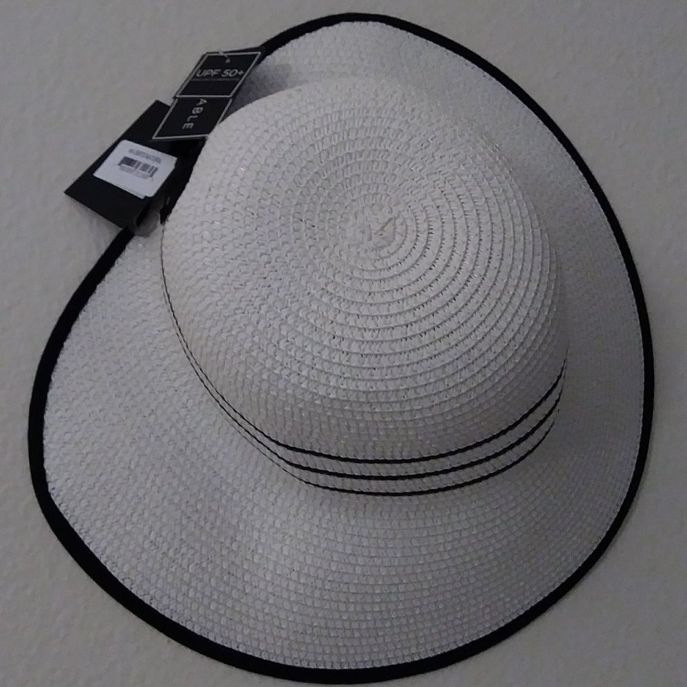 Magid Paper Straw White Black Details Hat UPF 50